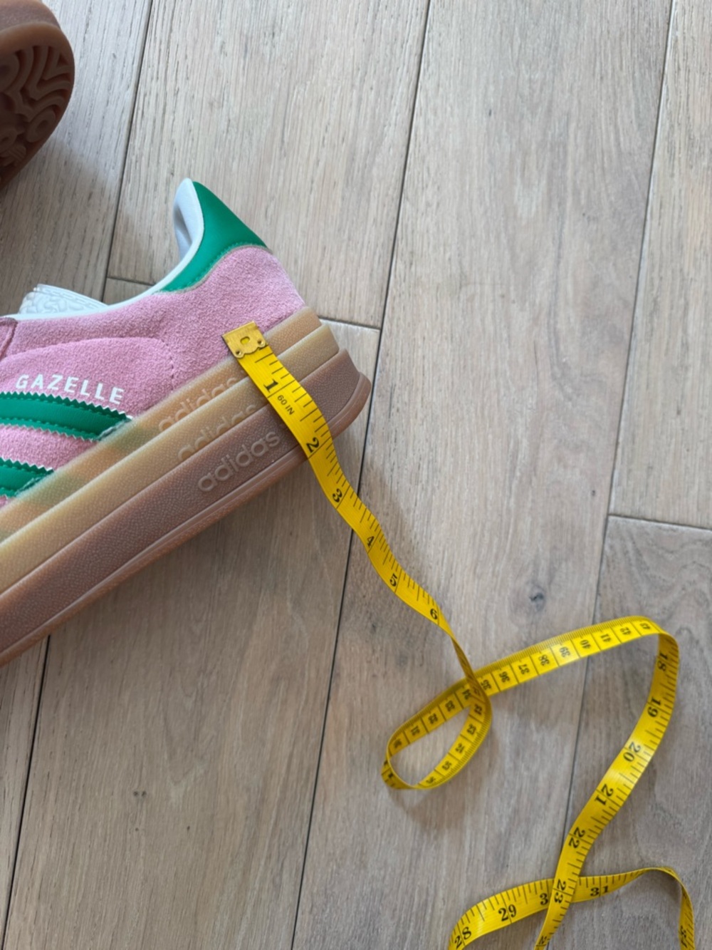adidas Pink and Green Gazelle Platform Sneakers - Picture 8 of 9